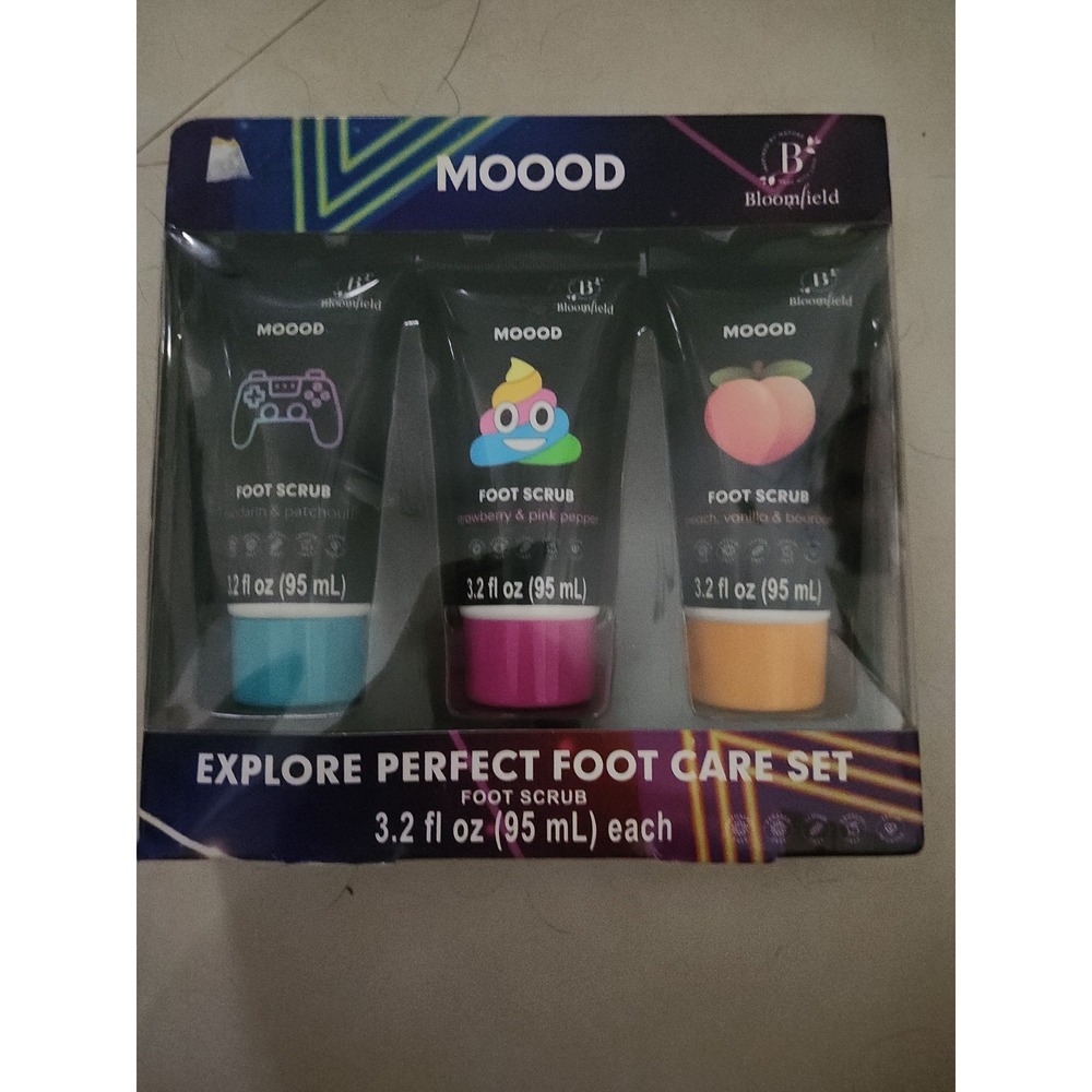 Moood Explore Perfect Foot Care Set Foot Scrub 3 Scents 3.2 fl oz each Gift Set